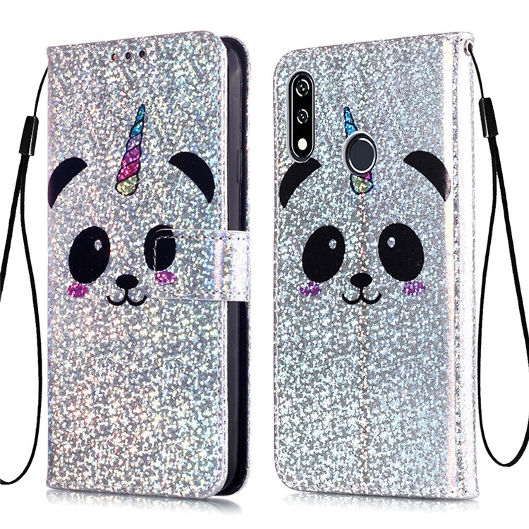 Printing Glitter Sequins Leather Cover for LG W10 - Panda-2