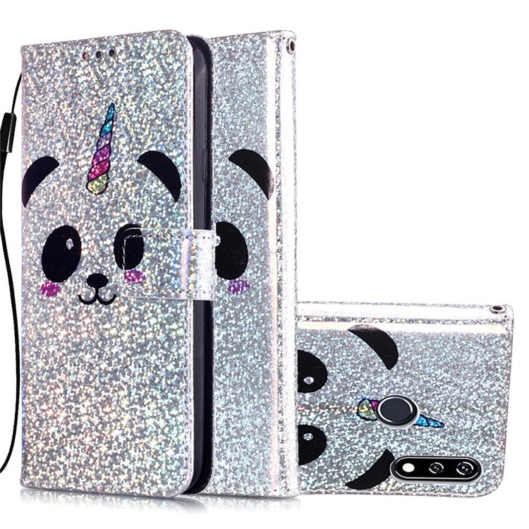 Printing Glitter Sequins Leather Cover for LG W10 - Panda-3