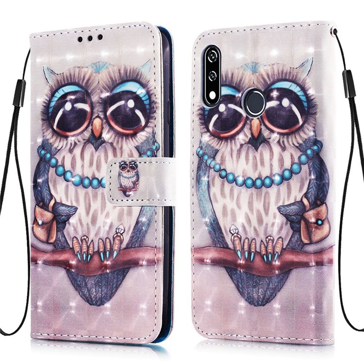 Pattern Printing Light Spot Decor Leather Wallet Case for LG W10 - Owl Pattern-2