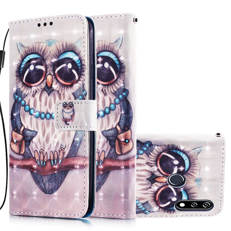 Pattern Printing Light Spot Decor Leather Wallet Case for LG W10 - Owl Pattern-3