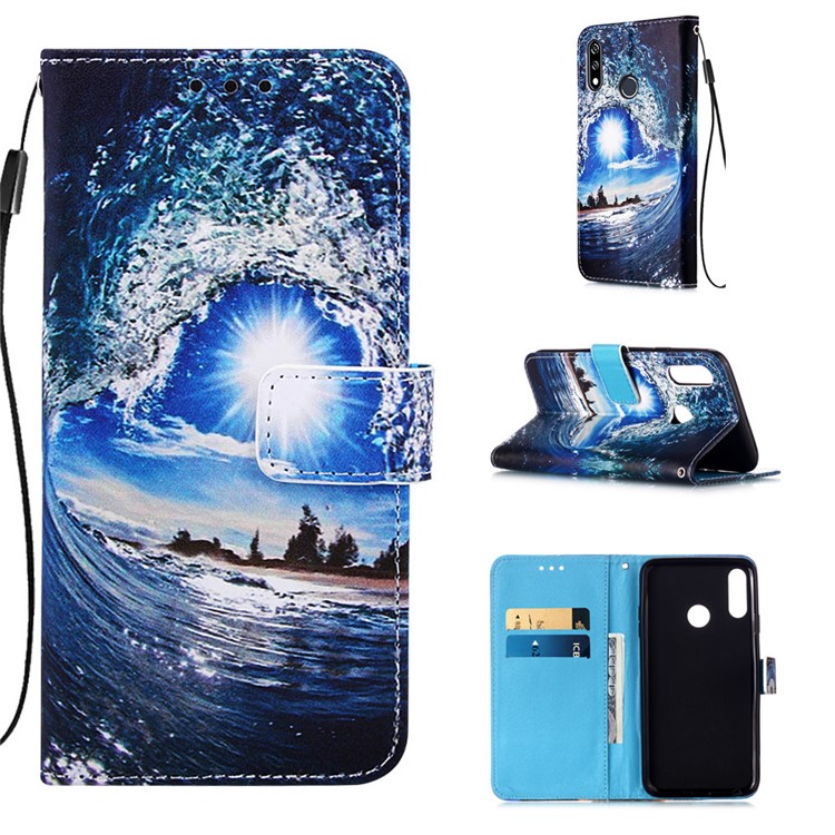 Pattern Printing PU Leather Wallet Phone Casing for LG W10 - Sea Wave-1
