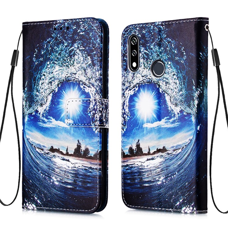 Pattern Printing PU Leather Wallet Phone Casing for LG W10 - Sea Wave-3
