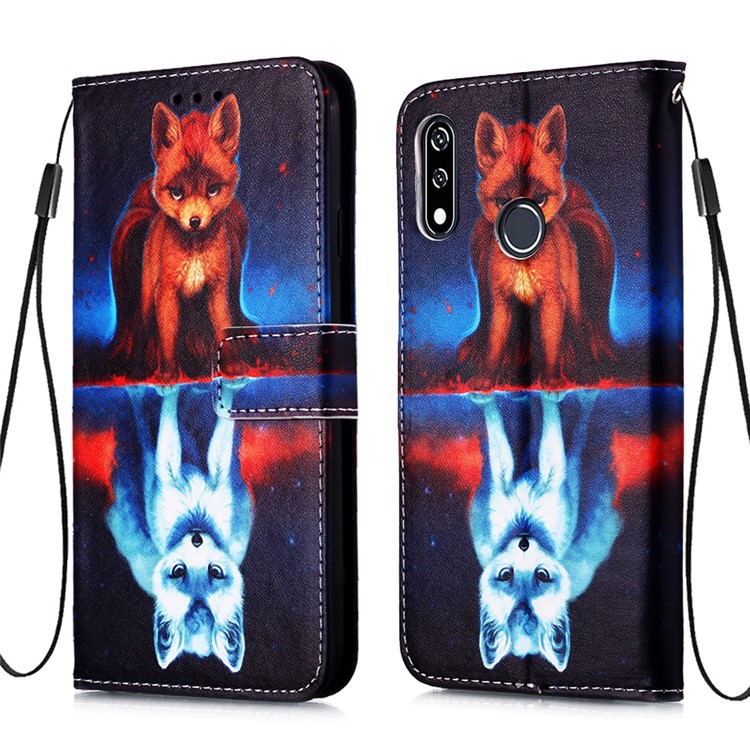 Pattern Printing PU Leather Wallet Phone Casing for LG W10 - Fox-3