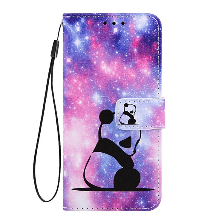 Pattern Printing PU Leather Wallet Protective Case for LG W30 - Sad Panda-2