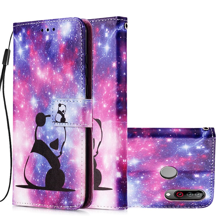 Pattern Printing PU Leather Wallet Protective Case for LG W30 - Sad Panda-4