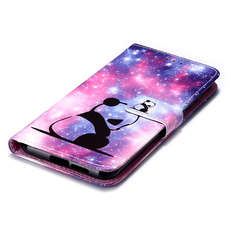 Pattern Printing PU Leather Wallet Protective Case for LG W30 - Sad Panda-7