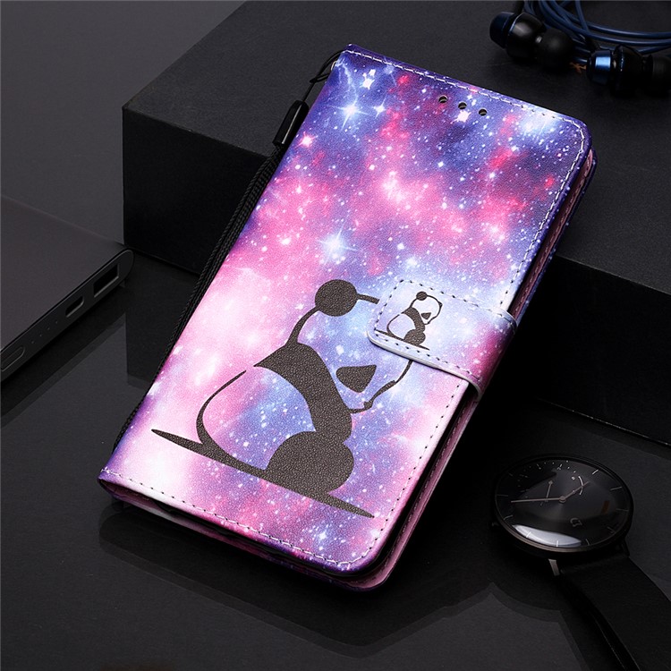 Pattern Printing PU Leather Wallet Protective Case for LG W30 - Sad Panda-8