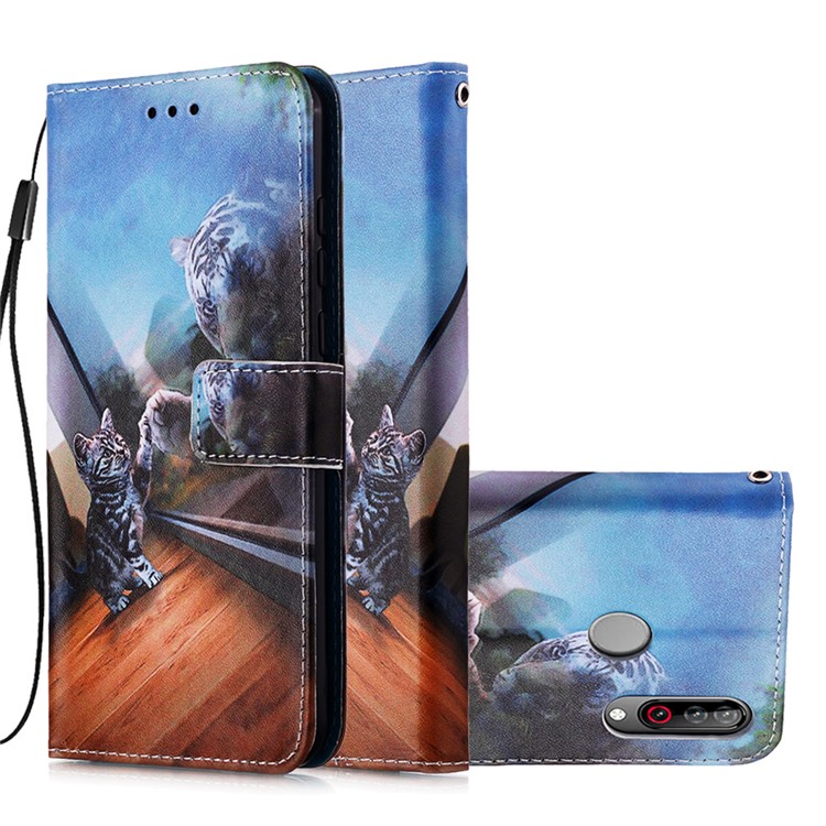Pattern Printing PU Leather Wallet Protective Case for LG W30 - Tiger and Cat-4