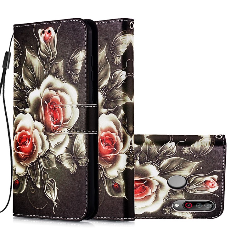 Pattern Printing PU Leather Wallet Protective Case for LG W30 - Flowers-4