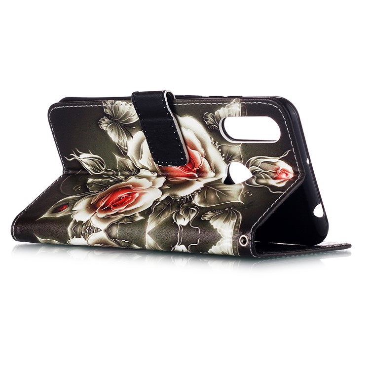 Pattern Printing PU Leather Wallet Protective Case for LG W30 - Flowers-5