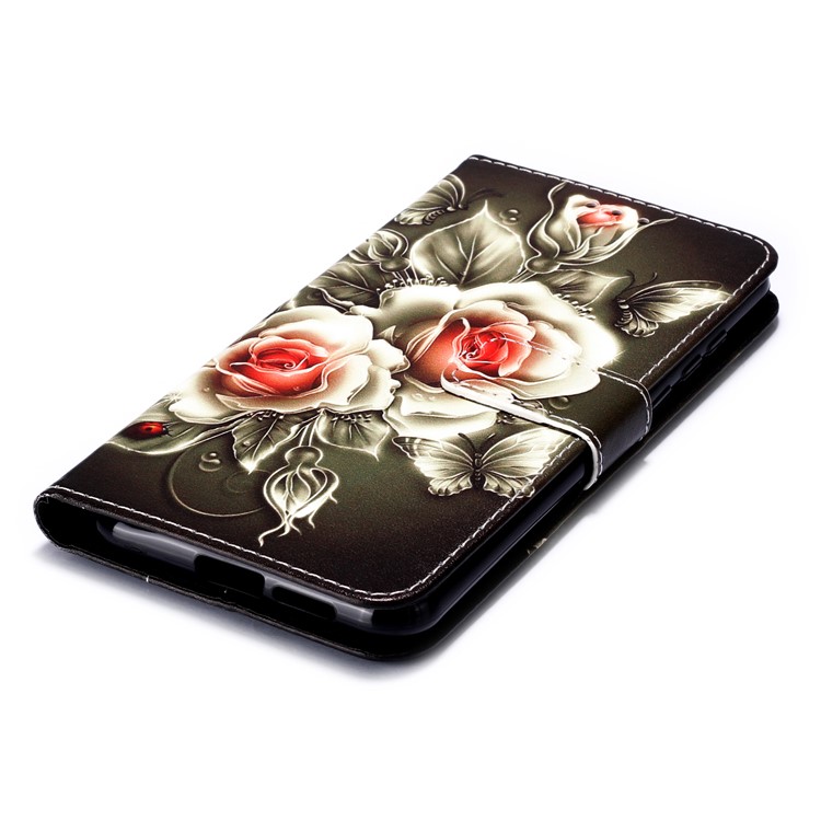 Pattern Printing PU Leather Wallet Protective Case for LG W30 - Flowers-7