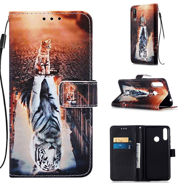 Pattern Printing PU Leather Wallet Protective Case for LG W30 - Reflection-1