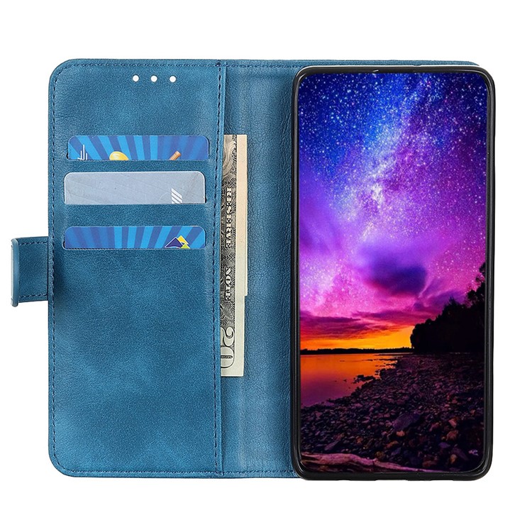 Leather with Clasp Shell Case for LG G8X ThinQ - Blue-4