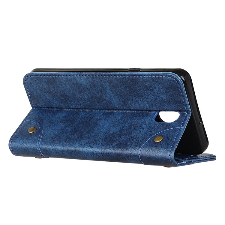 Crazy Horse Auto-absorbed Split Leather Wallet Case for LG K30 (2019) - Blue-4