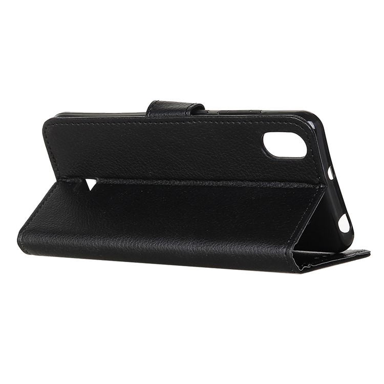 Litchi Skin Wallet Leather Stand Case for LG K20 (2019) - Black-11