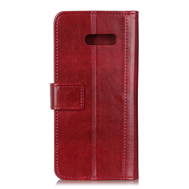 Rivet Decorated Crazy Horse Leather Wallet Case for LG G8X ThinQ - Red-2