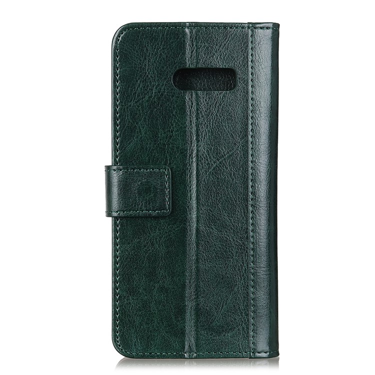 Rivet Decorated Crazy Horse Leather Wallet Case for LG G8X ThinQ - Blackish Green-2