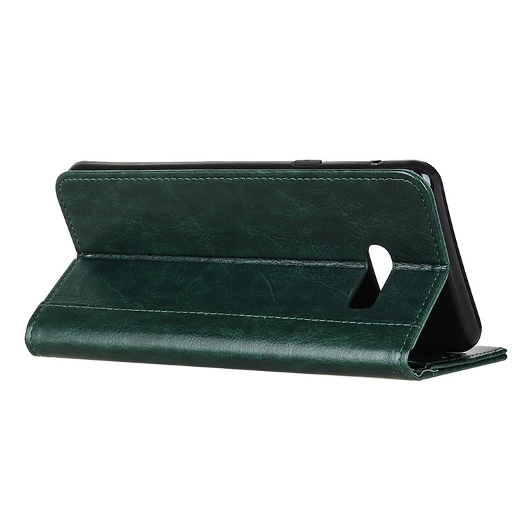 Rivet Decorated Crazy Horse Leather Wallet Case for LG G8X ThinQ - Blackish Green-3