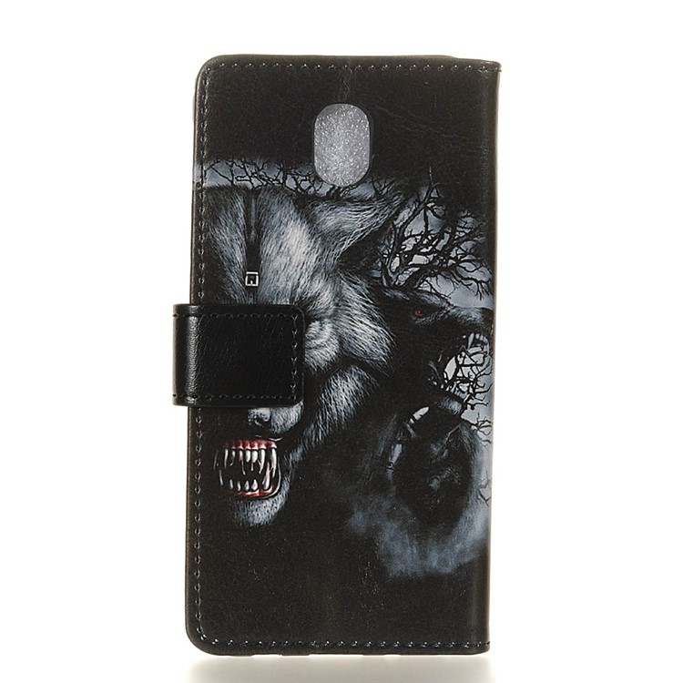 Musterdruck Leder Brieftasche Telefongehäuse Für LG K30 (2019) - Wolf Muster-2