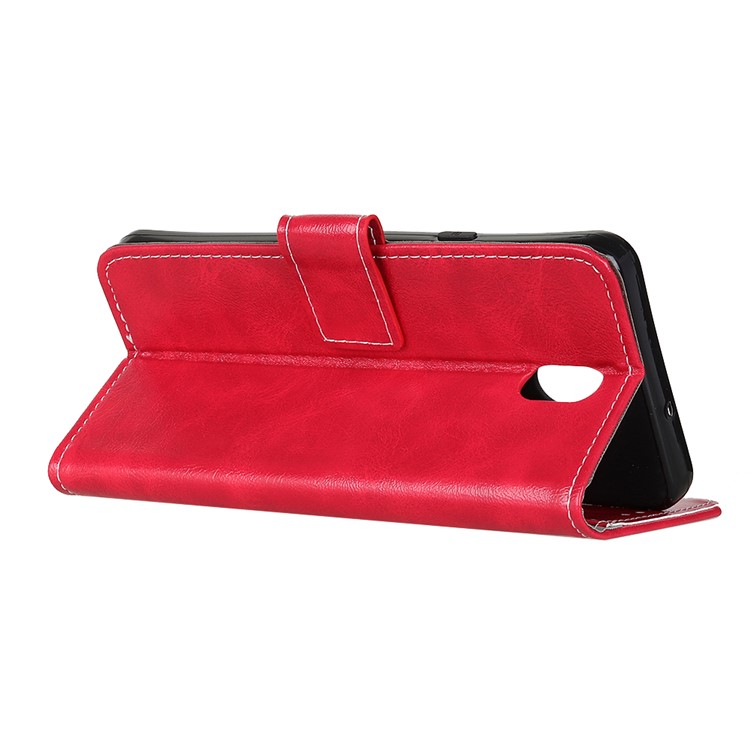 Retro Style Crazy Horse Skin PU Leather Wallet Stand Cellphone Cover for LG K30 (2019) - Red-4