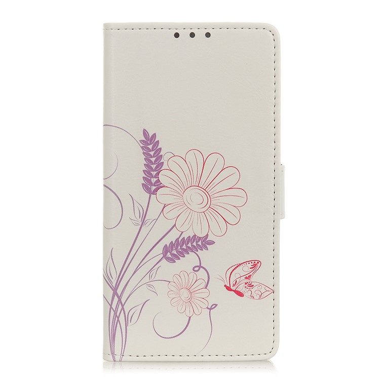 Pattern Printing Leather Wallet Phone Cover for LG K20 (2019) - Flowers Pattern-2