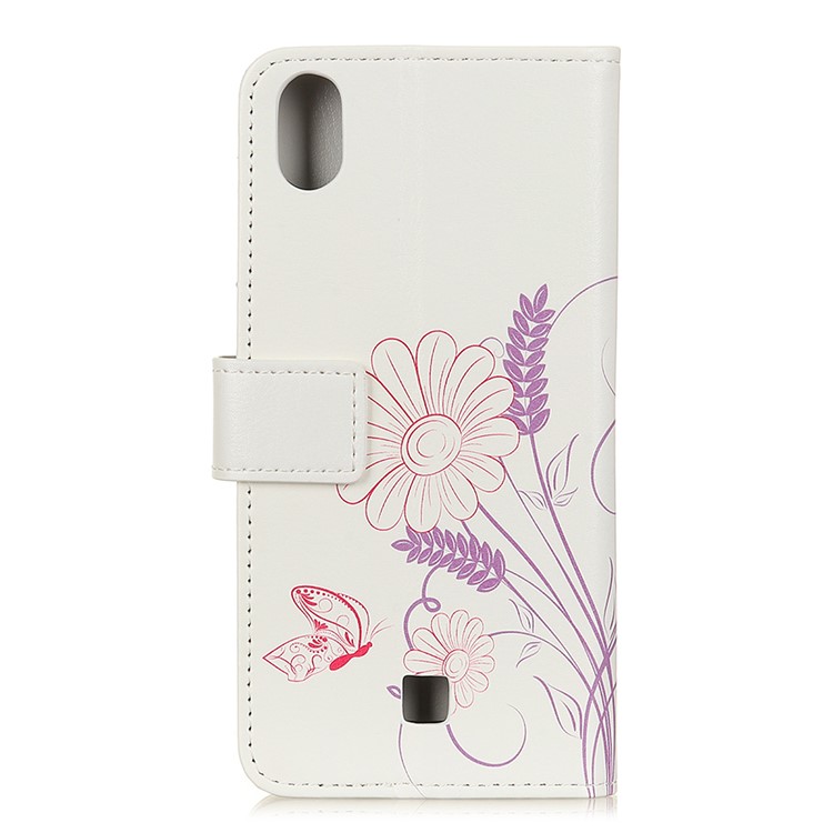 Pattern Printing Leather Wallet Phone Cover for LG K20 (2019) - Flowers Pattern-3