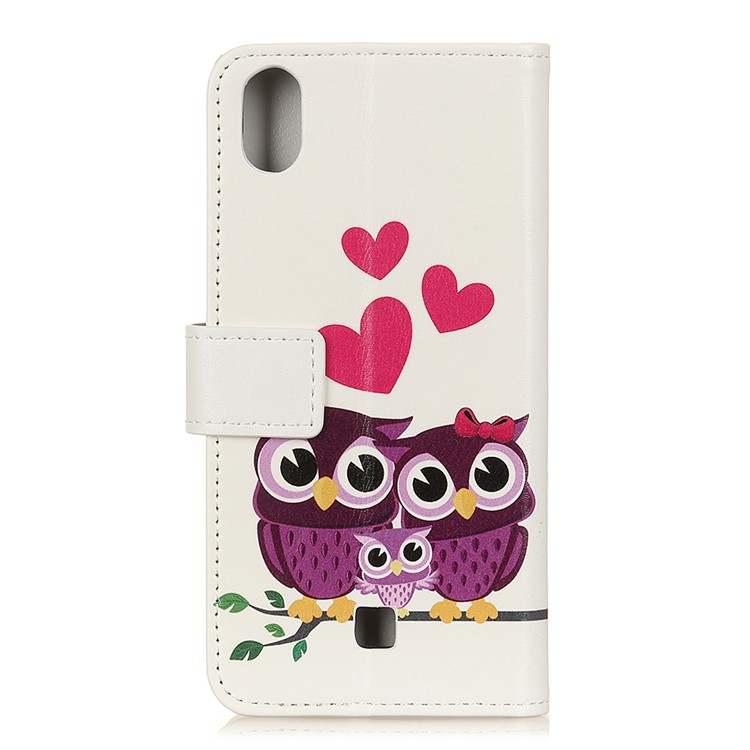 Pattern Printing Leather Wallet Phone Cover for LG K20 (2019) - Owls and Hearts-2