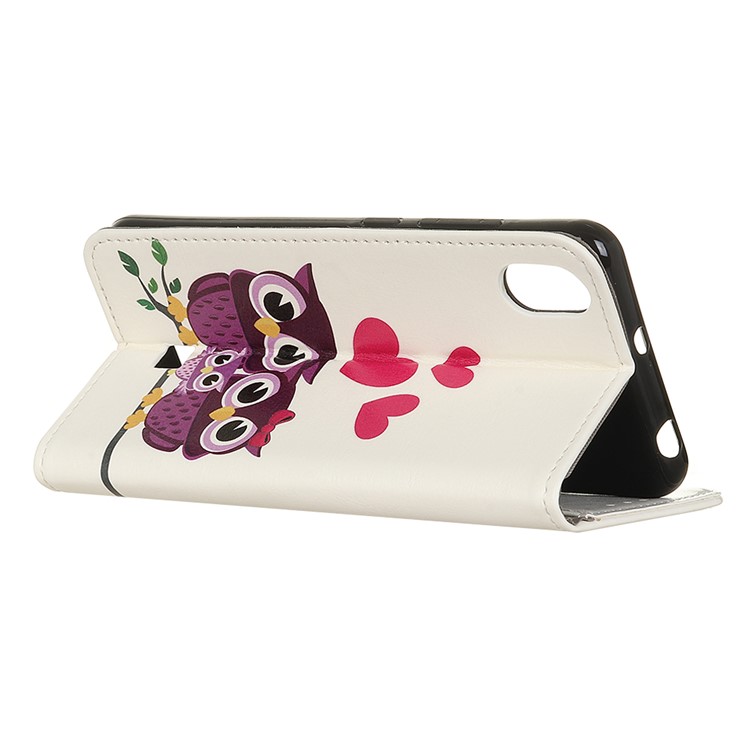 Pattern Printing Leather Wallet Phone Cover for LG K20 (2019) - Owls and Hearts-3