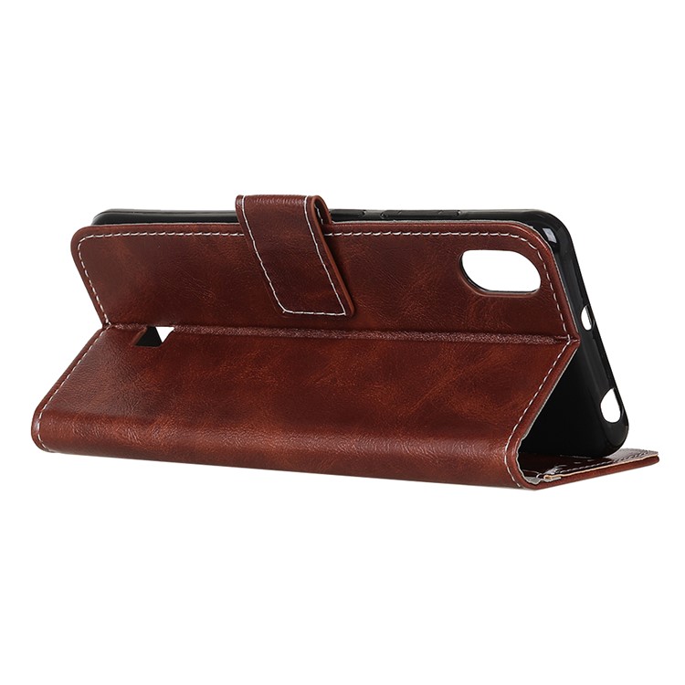 Crazy Horse Leather Wallet Stand Phone Shell Case for LG K20 (2019) - Brown-4