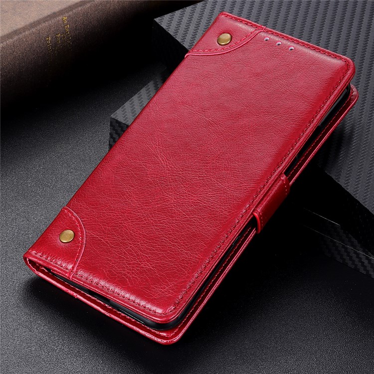 Nappa Texture Leather Wallet Phone Cover Casing for LG K20 (2019) - Red-12