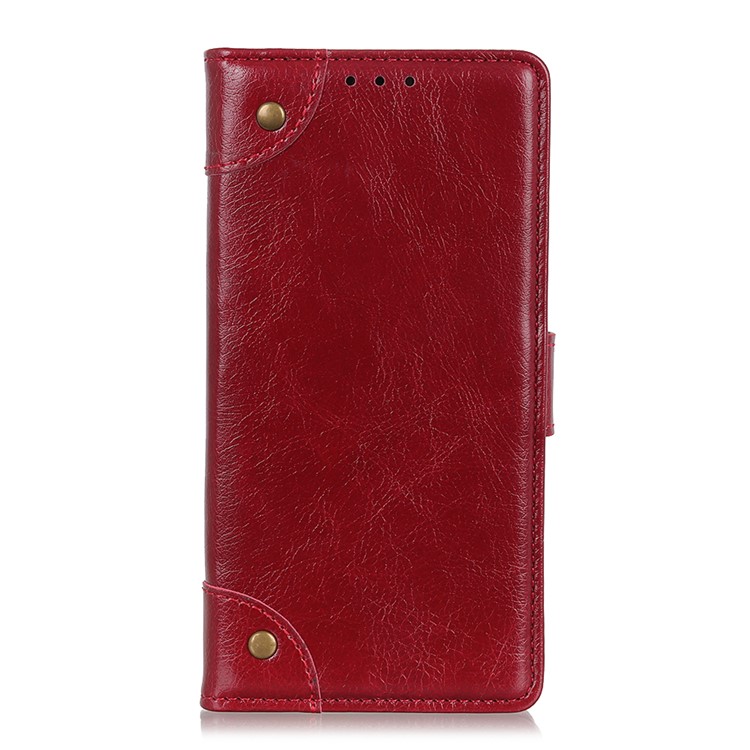 Nappa Texture Leather Wallet Phone Cover Casing for LG K20 (2019) - Red-2