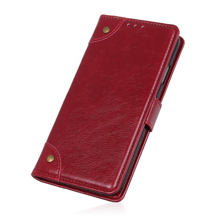 Nappa Texture Leather Wallet Phone Cover Casing for LG K20 (2019) - Red-7