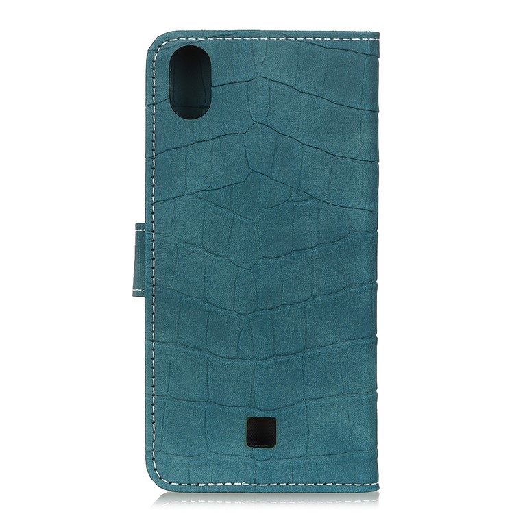 Crazy Horse Leather Wallet Phone Stand Case for LG K20 (2019) - Blackish Green-3