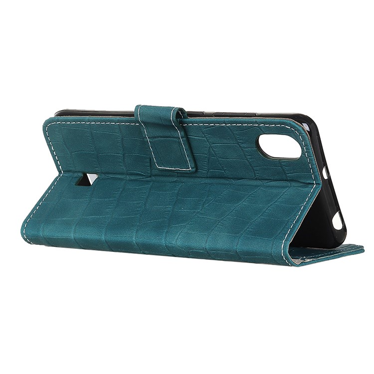 Crazy Horse Leather Wallet Phone Stand Case for LG K20 (2019) - Blackish Green-4