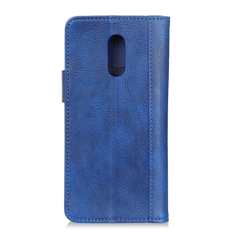 Single Brass Button Litchi Skin Leather Phone Covering for LG K30 (2019) - Blue-3