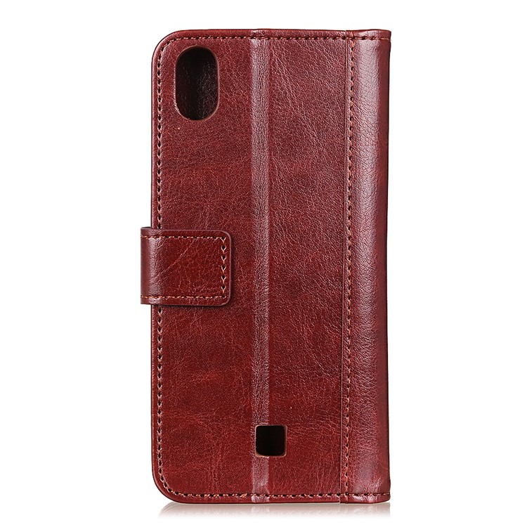 Rivet Decor Crazy Horse Texture Wallet Stand Leather Case for LG K20 (2019) - Brown-2