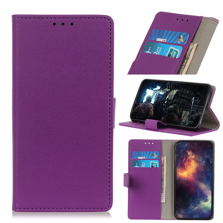 Leather Wallet Stand Phone Case Cover for LG K20 (2019) - Purple-1