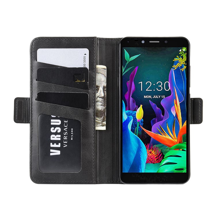 Caso Del Imán De Adsorción Solapa Del Teléfono Billetera De Cuero Para LG K20 (2019) - Negro-5
