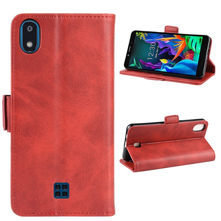 Magnet Adsorption Flip Leather Wallet Phone Case for LG K20 (2019) - Red-2