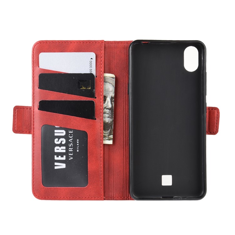 Magnet Adsorption Flip Leather Wallet Phone Case for LG K20 (2019) - Red-4