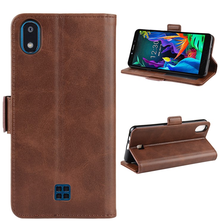 Magnet Adsorption Flip Leather Wallet Phone Case for LG K20 (2019) - Coffee-2