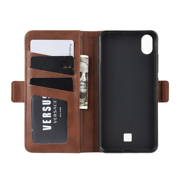 Magnet Adsorption Flip Leather Wallet Phone Case for LG K20 (2019) - Coffee-4