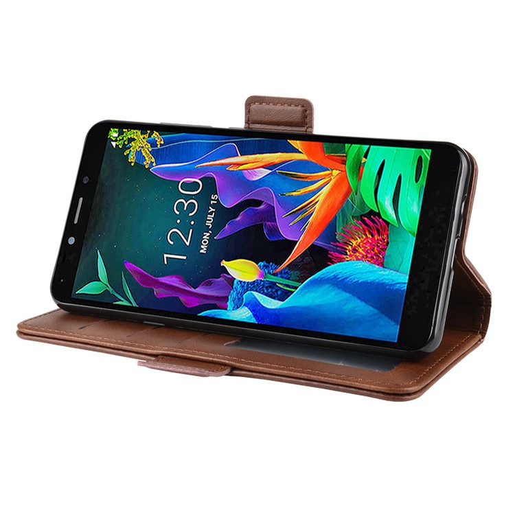 Magnet Adsorption Flip Leather Wallet Phone Case for LG K20 (2019) - Coffee-6