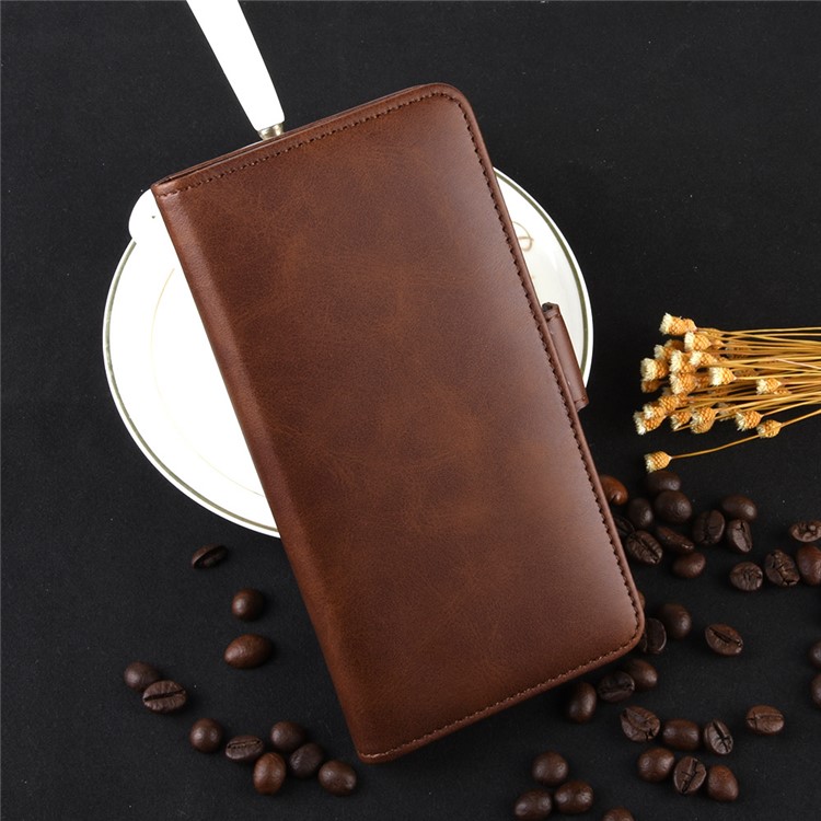 Magnet Adsorption Flip Leather Wallet Phone Case for LG K20 (2019) - Coffee-7