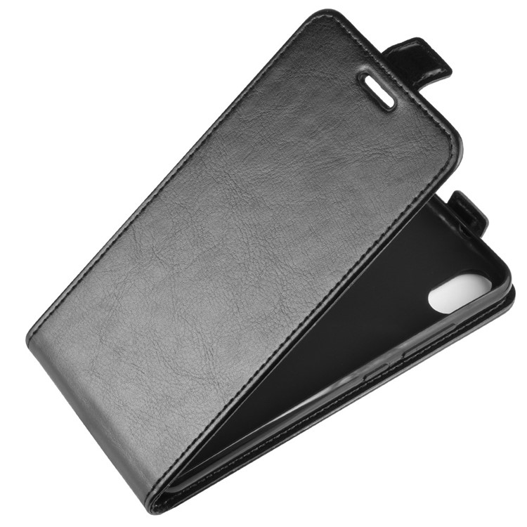 Caso Loco De La Piel Del Caballo Vertical Del Tirón Titular De La Tarjeta De Cuero Para LG K20 (2019) - Negro-3