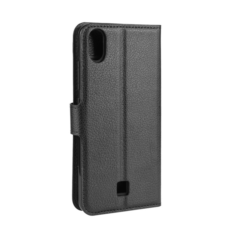 Litchi Skin Wallet Leather Stand Phone Shell Stylish Cover for LG K20 (2019) - Black-4