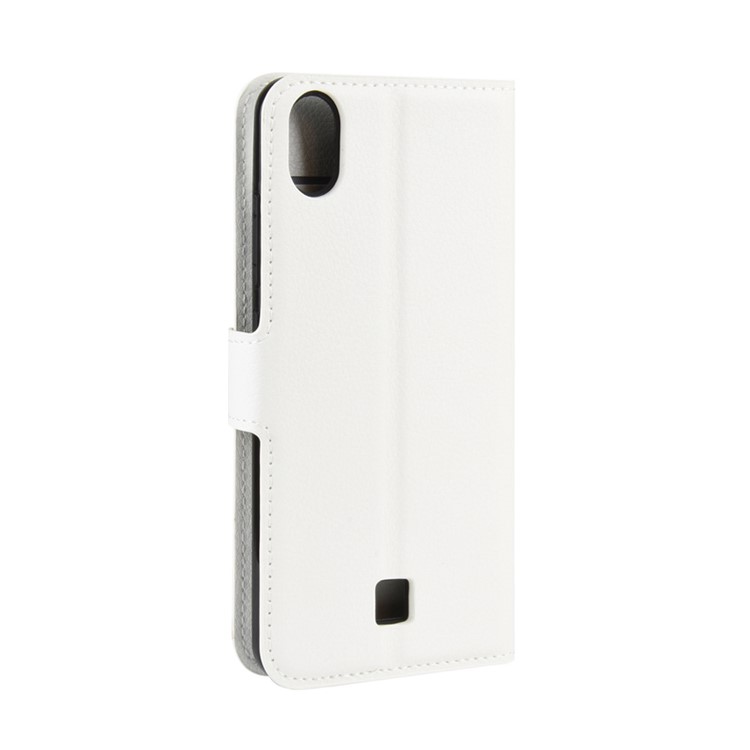 Litchi Skin Wallet Leather Stand Phone Shell Stylish Cover for LG K20 (2019) - White-3