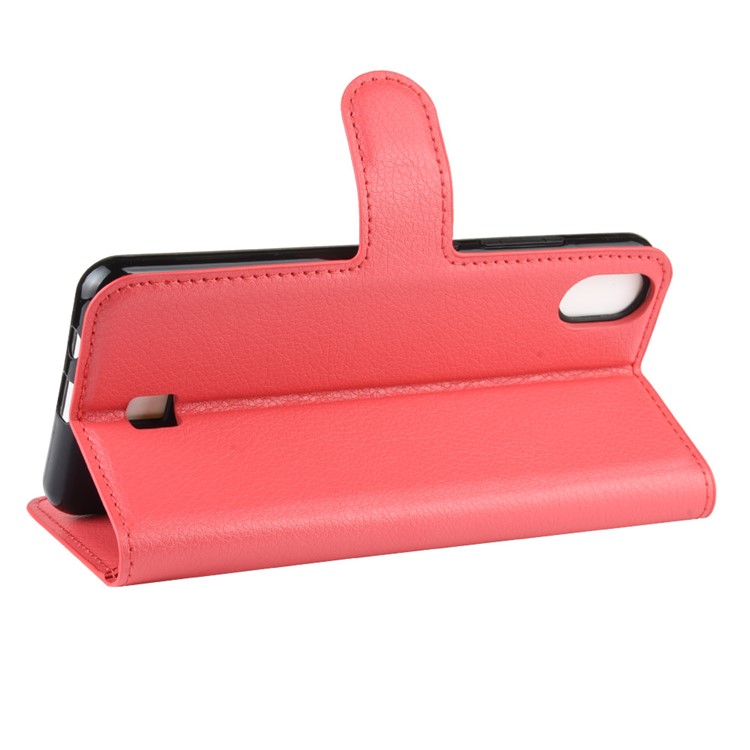 Litchi Skin Wallet Leather Stand Phone Shell Stylish Cover for LG K20 (2019) - Red-6