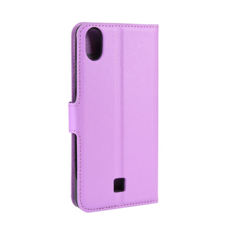 Litchi Skin Wallet Leather Stand Phone Shell Stylish Cover for LG K20 (2019) - Purple-3