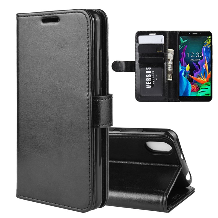 Crazy Horse Wallet Leather Phone Case for LG K20 (2019) - Black-2